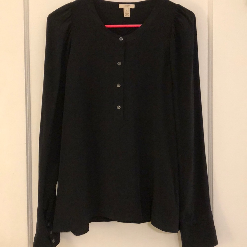 J. Crew Black Silk Blouse